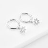 Silver Crystal Sun Mini Hoop Earrings | Womens Hoop Earrings Drop Earrings Drop Earrings