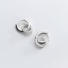 Silver CZ Circle Hoop Earrings | Womens Hoop Earrings Drop Earrings Drop Earrings