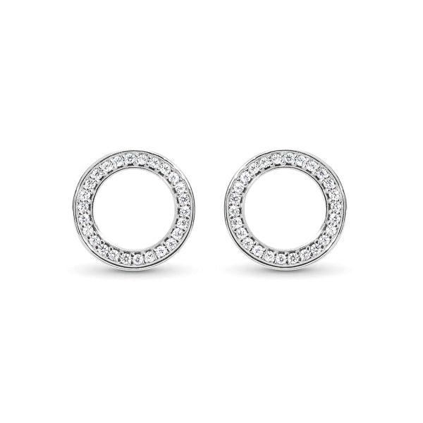 Silver CZ Circle Stud Earrings | Womens Simple Earrings Earrings Simple Earrings