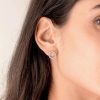 Silver CZ Circle Stud Earrings | Womens Simple Earrings Earrings Simple Earrings