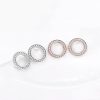 Silver CZ Circle Stud Earrings | Womens Simple Earrings Earrings Simple Earrings