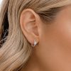 Silver CZ Heart Huggie Hoop Earrings | Womens Simple Earrings Earrings Hoop Earrings