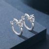 Silver CZ Heart Huggie Hoop Earrings | Womens Simple Earrings Earrings Hoop Earrings