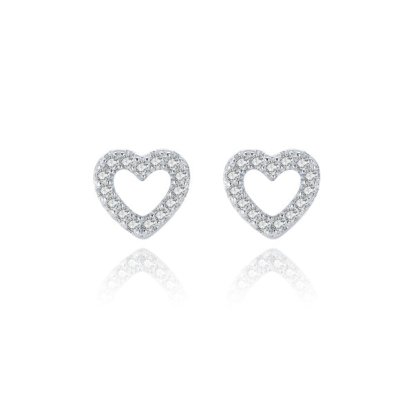 Silver CZ Open Heart Stud Earrings | Womens Stud Earrings Earrings Stud Earrings