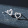 Silver CZ Open Heart Stud Earrings | Womens Stud Earrings Earrings Stud Earrings