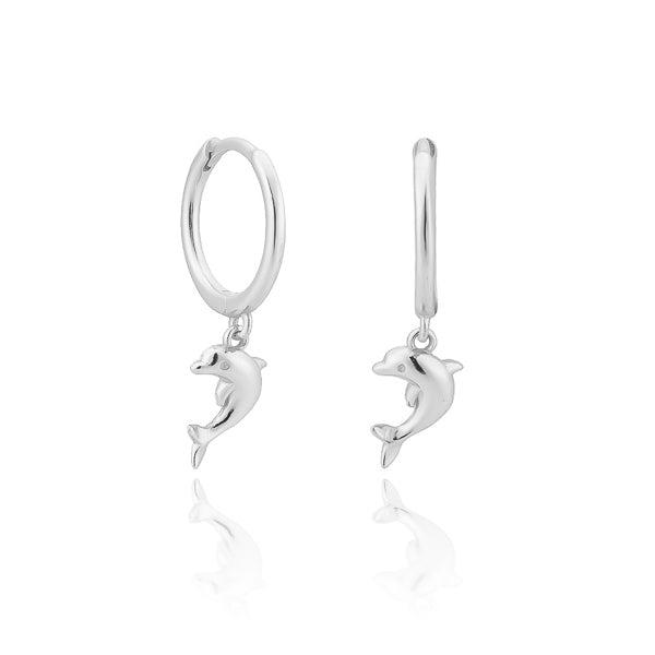 Silver Dolphin Mini Hoop Earrings | Womens Drop Earrings Drop Earrings Drop Earrings