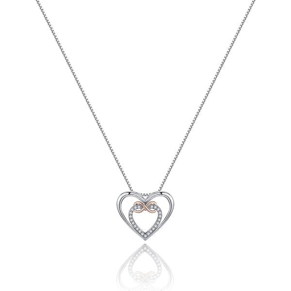 Silver Double Infinity Heart Pendant Necklace | Womens Sterling Silver Necklaces Heart Necklaces Heart Necklaces