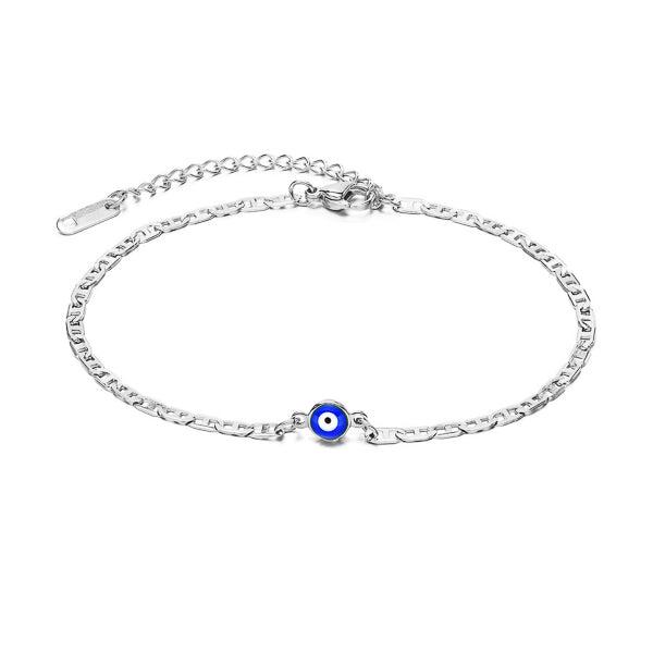 Silver Evil Eye Anklet | Womens Beach Anklets Anklets Beach Anklets