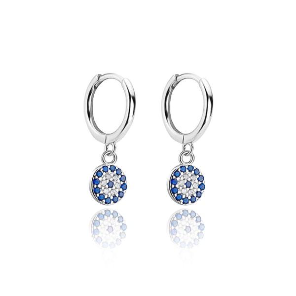 Silver Evil Eye Huggie Hoop Earrings | Womens Hoop Earrings Drop Earrings Drop Earrings