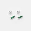 Silver Green Baguette CZ Mini Stud Earrings | Womens Simple Earrings Earrings Simple Earrings