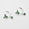 Silver Green Crystal Butterfly Huggie Hoop Earrings | Womens Hoop Earrings Drop Earrings Drop Earrings