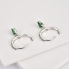 Silver Green Crystal Huggie Teardrop Earrings | Womens Drop Earrings Drop Earrings Drop Earrings