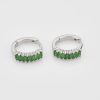 Silver Green Emerald-Cut Crystal Huggie Earrings | Womens Hoop Earrings Earrings Hoop Earrings