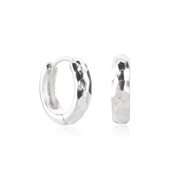 Silver Hammered Mini Hoop Earrings | Womens Simple Earrings Earrings Hoop Earrings