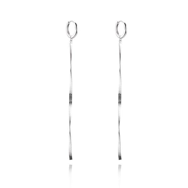 Silver Herringbone Chain Earrings | Womens Sleeper Earrings Drop Earrings Drop Earrings