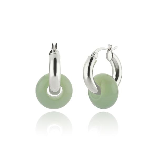 Silver Jade Hoop Earrings | Womens Simple Earrings Drop Earrings Drop Earrings