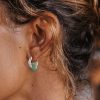 Silver Jade Hoop Earrings | Womens Simple Earrings Drop Earrings Drop Earrings