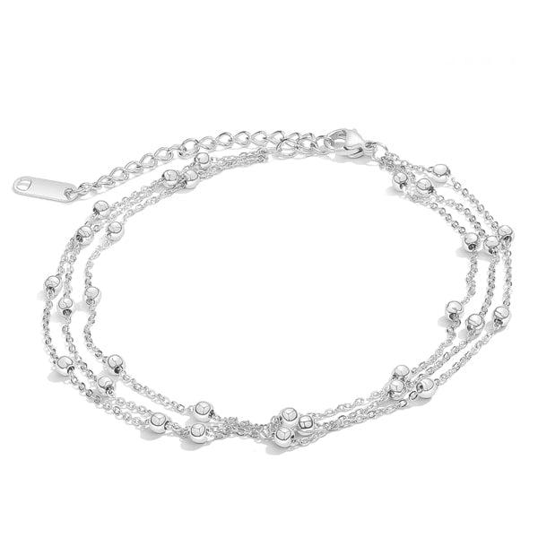 Silver Layered Bead Anklet | Womens Beaded Anklets Anklets Beaded Anklets