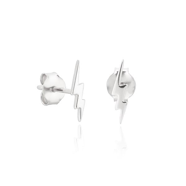 Silver Lightning Bolt Stud Earrings | Womens Simple Earrings Earrings Simple Earrings