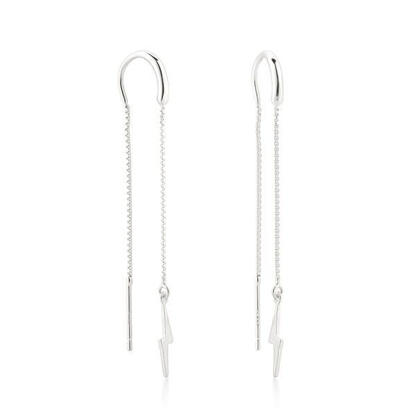 Silver Lightning Bolt Threader Earrings | Womens Threader Earrings Earrings Threader Earrings