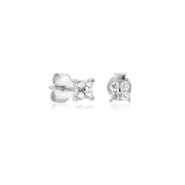 Silver Mini Flower CZ Stud Earrings | Womens Simple Earrings Earrings Simple Earrings