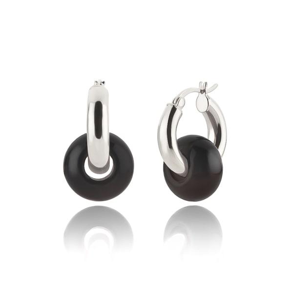 Silver Obsidian Hoop Earrings | Womens Drop Earrings Drop Earrings Drop Earrings