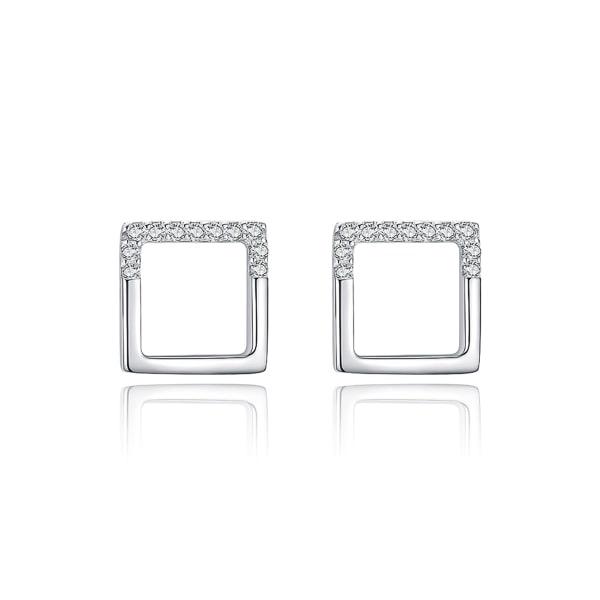 Silver Open Square Stud Earrings | Womens Stud Earrings Earrings Stud Earrings