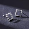 Silver Open Square Stud Earrings | Womens Stud Earrings Earrings Stud Earrings