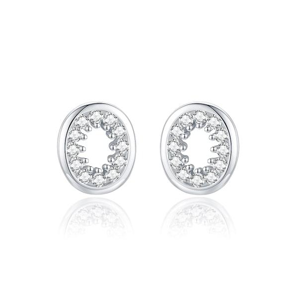 Silver Oval Crystal Halo Stud Earrings | Womens Stud Earrings Earrings Stud Earrings