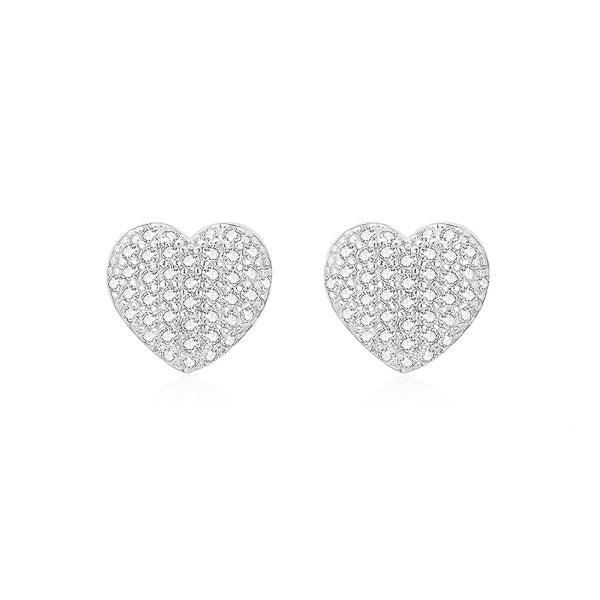 Silver Pavé Crystal Heart Stud Earrings | Womens Stud Earrings Earrings Stud Earrings