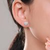 Silver Pavé Crystal Heart Stud Earrings | Womens Stud Earrings Earrings Stud Earrings