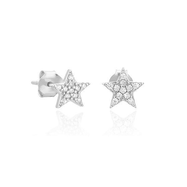 Silver Pavé Crystal Star Stud Earrings | Womens Simple Earrings Earrings Simple Earrings