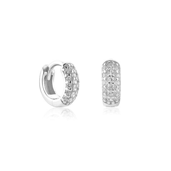 Silver Pavé CZ Huggie Hoop Earrings | Womens Huggie Earrings Earrings Hoop Earrings