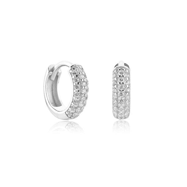 Silver Pavé CZ Mini Hoop Earrings | Womens Hoop Earrings Earrings Hoop Earrings