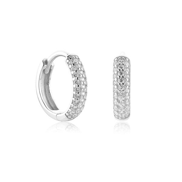 Silver Pavé CZ Small Hoop Earrings | Womens Huggie Earrings Earrings Hoop Earrings