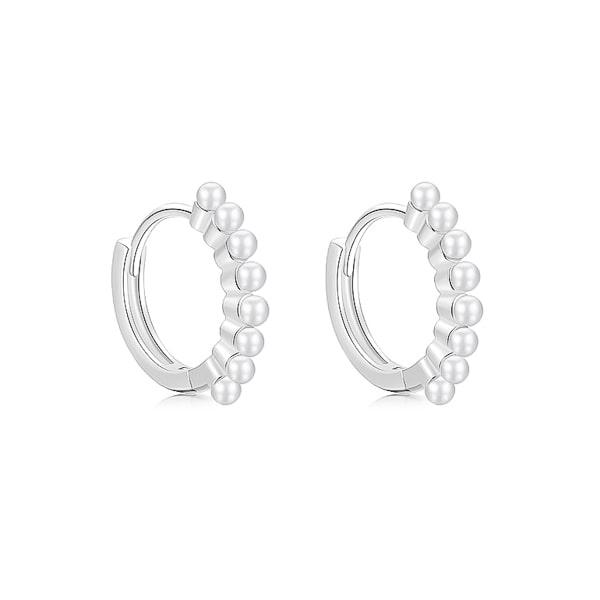 Silver Pearl Mini Hoop Earrings | Womens Hoop Earrings Earrings Hoop Earrings