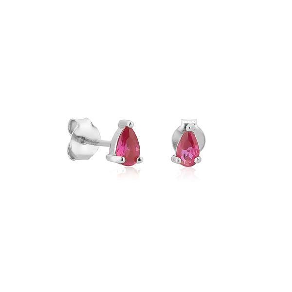 Silver Pink Teardrop CZ Mini Stud Earrings | Womens Simple Earrings Earrings Simple Earrings