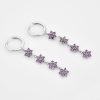 Silver Purple Crystal Flower Drop Chain Earrings | Womens Drop Earrings Drop Earrings Drop Earrings