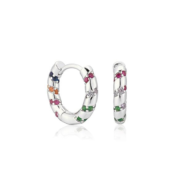 Silver Rainbow Hoop Earrings | Womens Simple Earrings Earrings Hoop Earrings