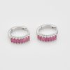 Silver Rose Emerald-Cut Crystal Huggie Earrings | Womens Huggie Earrings Earrings Hoop Earrings