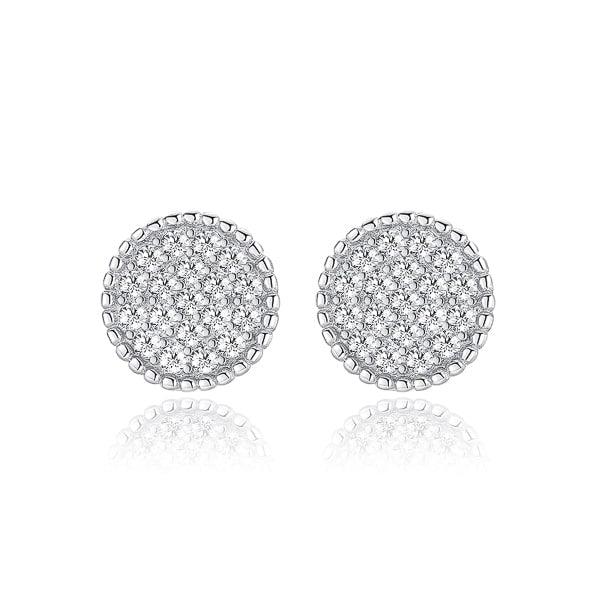 Silver Round Crystal Pavé Stud Earrings | Womens Stud Earrings Earrings Stud Earrings