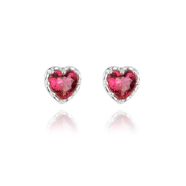 Silver Ruby Red Crystal Heart Stud Earrings | Womens Stud Earrings Earrings Stud Earrings