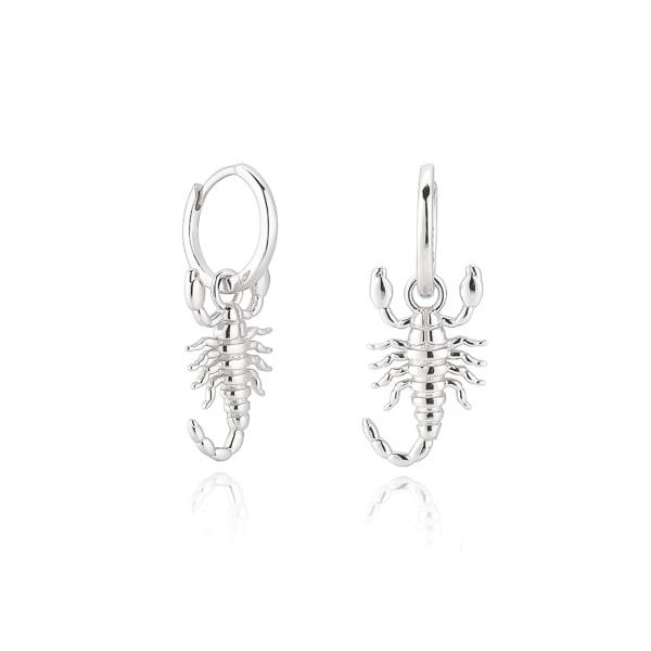 Silver Scorpion Hoop Earrings | Womens Hoop Earrings Drop Earrings Drop Earrings