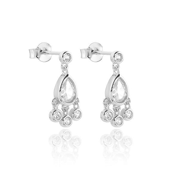 Silver Teardrop Crystal Mini Chandelier Earrings | Womens Drop Earrings Drop Earrings Drop Earrings