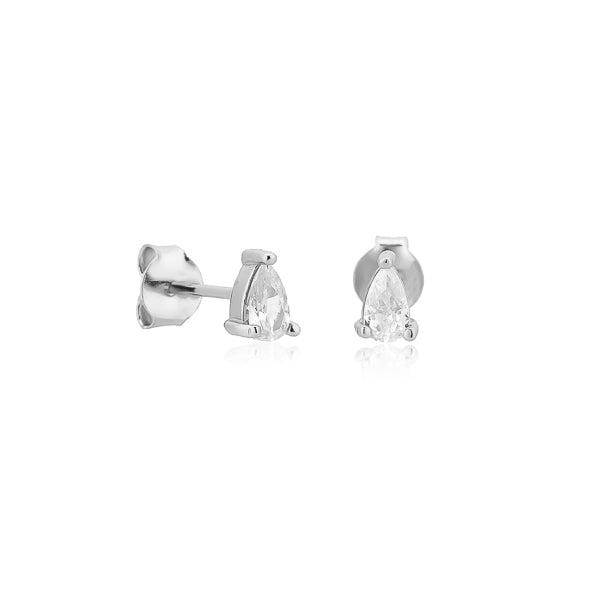 Silver Teardrop CZ Mini Stud Earrings | Womens Simple Earrings Earrings Simple Earrings