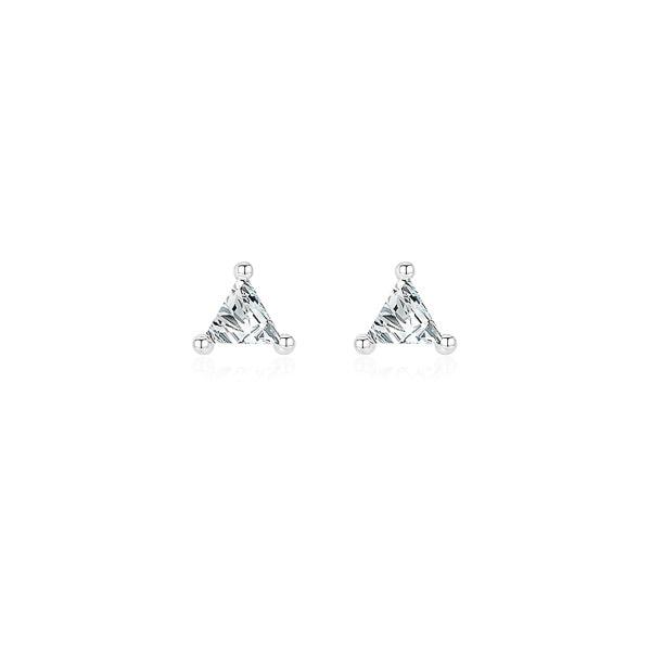 Silver Triangle CZ Mini Stud Earrings | Womens Simple Earrings Earrings Simple Earrings