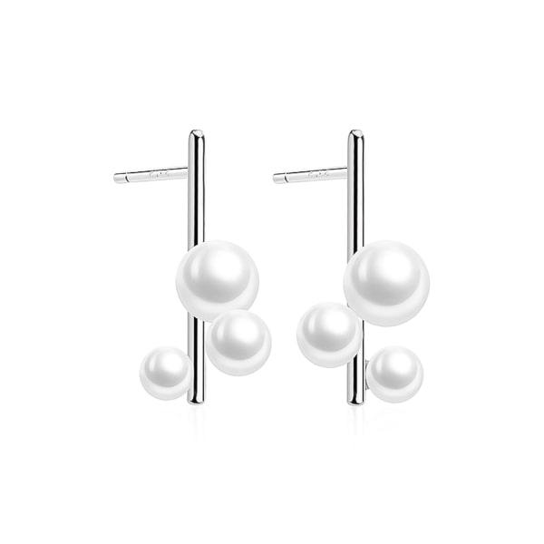 Silver Triple Pearl Bar Stud Earrings | Womens Stud Earrings Earrings Stud Earrings