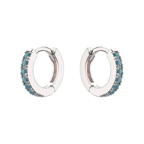 Silver Turquoise Crystal Huggie Earrings | Womens Sleeper Earrings Earrings Hoop Earrings