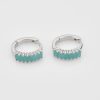 Silver Turquoise Emerald-Cut Crystal Huggie Earrings | Womens Huggie Earrings Earrings Hoop Earrings