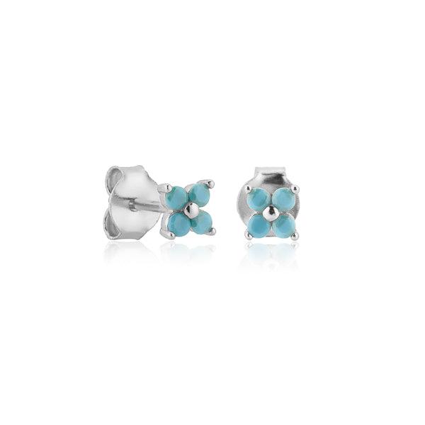 Silver Turquoise Mini Flower Stud Earrings | Womens Stud Earrings Earrings Simple Earrings